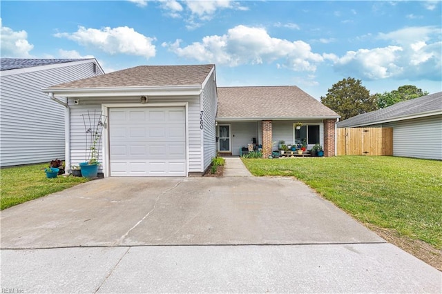 view of front of home with an attached garage, driveway, covered porch, and roof with shingles