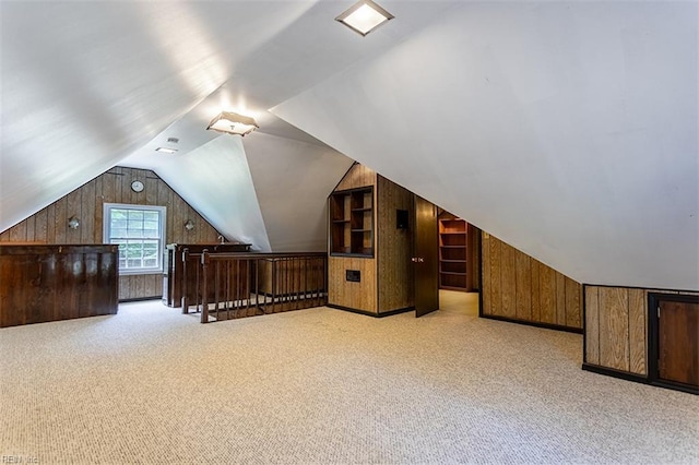 205 Shackleford Rd, Yorktown, VA 23693 - bonus room featuring wood walls, light colored carpet, lofted ceiling, and built in features