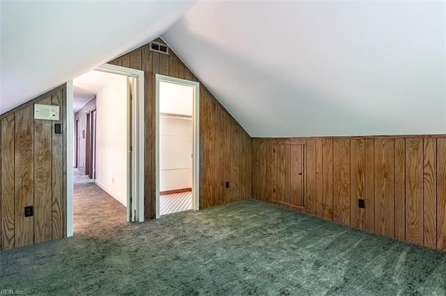 205 Shackleford Rd, Yorktown, VA 23693 - bonus room with lofted ceiling, wooden walls, and carpet flooring