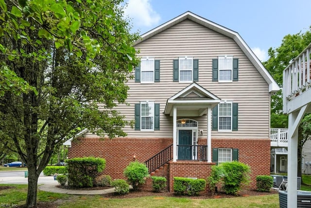 4413 Harlesden Dr, Virginia Beach, VA 23462 - view of front facade with brick siding and central AC unit