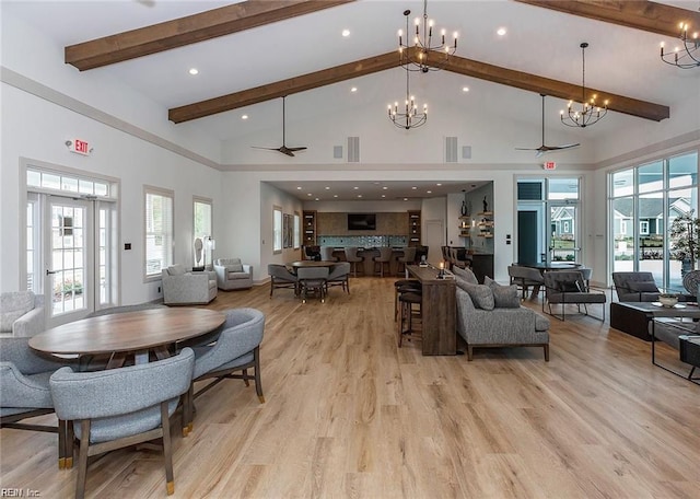4409 Abercorn Dr, Suffolk, VA 23435 - common area with high vaulted ceiling, beam ceiling, and recessed lighting