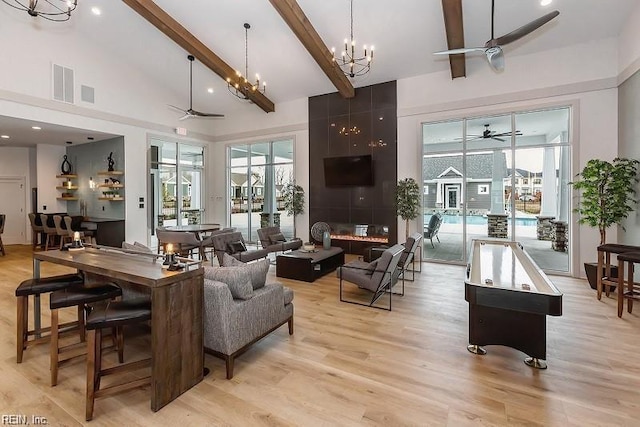 4409 Abercorn Dr, Suffolk, VA 23435 - community lobby with beamed ceiling, high vaulted ceiling, and recessed lighting