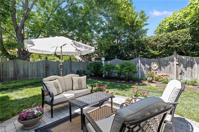 deck with an outdoor living space