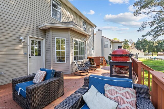 6738 Burbage Landing Cir, Suffolk, VA 23435 - wooden deck with an outdoor hangout area