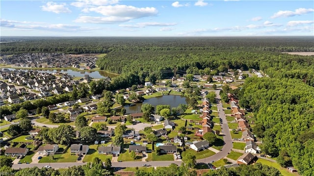 3412 Winterhawk Ct, Chesapeake, VA 23323 - aerial view of property and surrounding area with a forest, a large body of water, and nearby suburban area