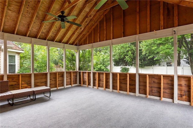 628 Briarwood Dr, Chesapeake, VA 23322 - unfurnished sunroom featuring ceiling fan, vaulted ceiling, and healthy amount of natural light