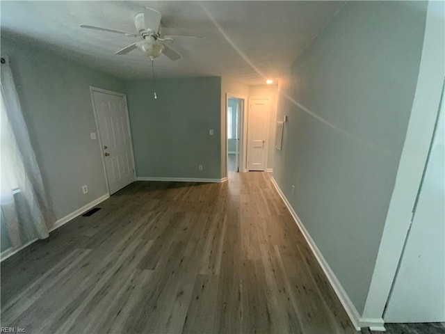 107 Cherry Acres Dr, Hampton, VA 23669 - unfurnished living room featuring a ceiling fan, wood finished floors, and baseboards