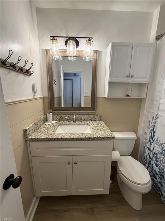 536 Harton Cir, Virginia Beach, VA 23452 - bathroom featuring toilet, vanity, and wood finished floors