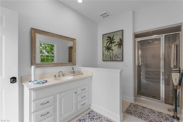 2900 Thomas Smith Ln, Williamsburg, VA 23185 - full bath featuring vanity, a stall shower, and tile patterned floors