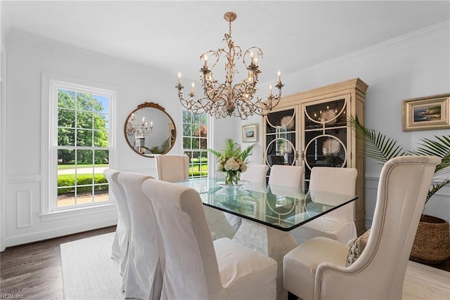 2900 Thomas Smith Ln, Williamsburg, VA 23185 - dining area with a chandelier, ornamental molding, and wood finished floors