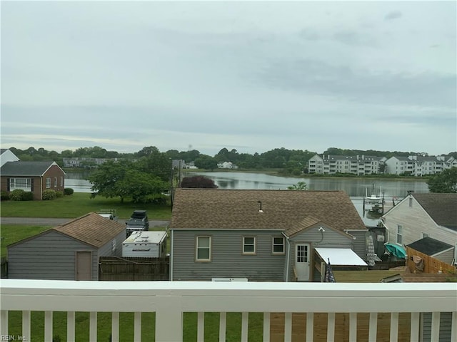 water view featuring fence