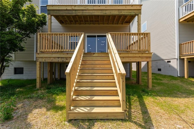 433 Cooper St, Hampton, VA 23669 - doorway to property featuring a wooden deck, a yard, and crawl space