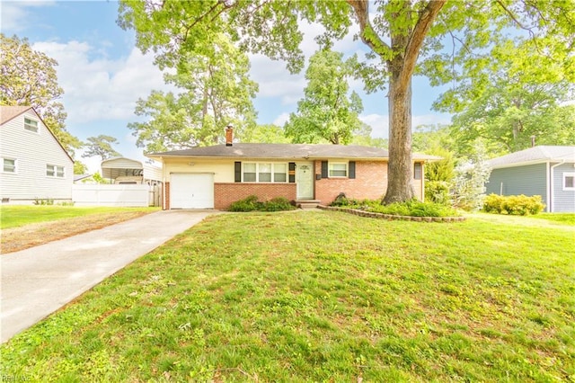4940 Rachel St, Virginia Beach, VA 23462 - single story home with brick siding, a chimney, driveway, and an attached garage
