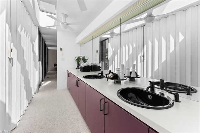 1336 Moyer Rd, Newport News, VA 23606 - bathroom featuring speckle patterned floor, a ceiling fan, and double vanity
