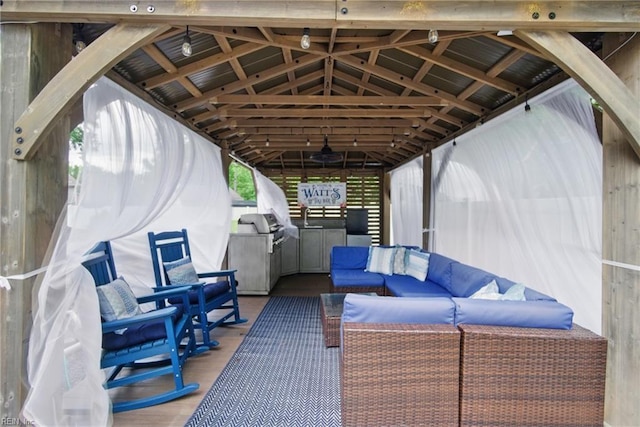 view of patio / terrace with an outdoor living space and area for grilling