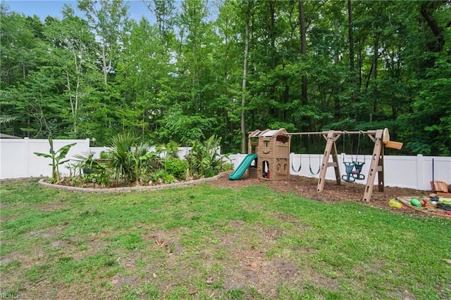 view of yard with a playground