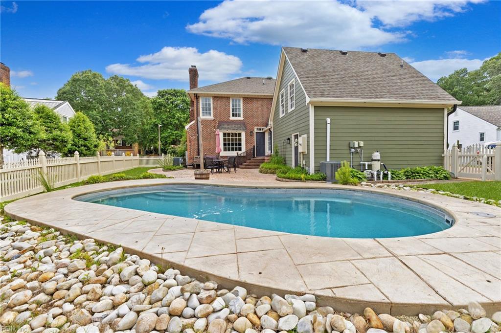 621 Briarwood Dr, Chesapeake, VA 23322 - view of pool with a patio, a fenced backyard, entry steps, central AC, and a gate