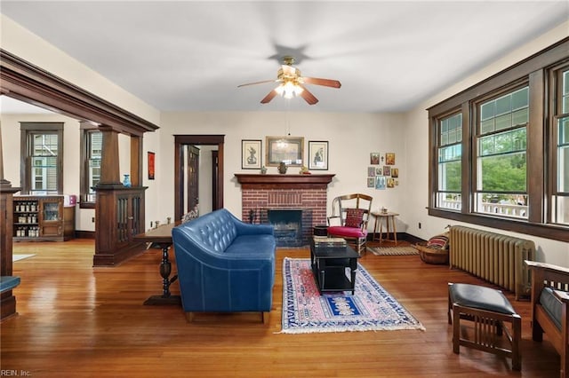 226 Lucile Ave, Norfolk, VA 23504 - living room featuring radiator, healthy amount of natural light, ceiling fan, and wood finished floors