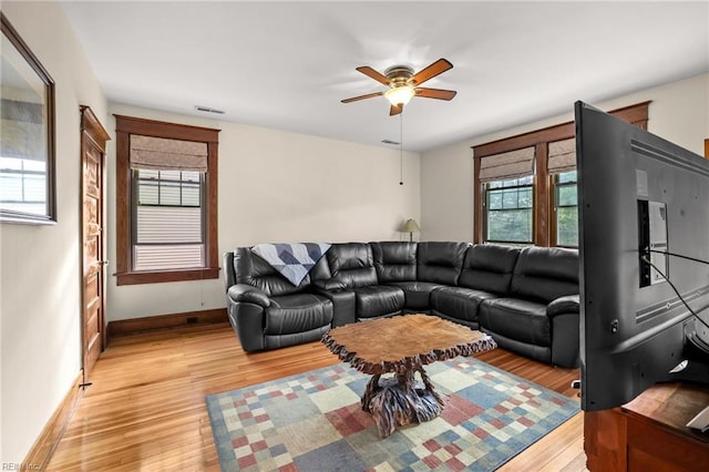 226 Lucile Ave, Norfolk, VA 23504 - living area featuring a ceiling fan, light wood-style floors, and baseboards