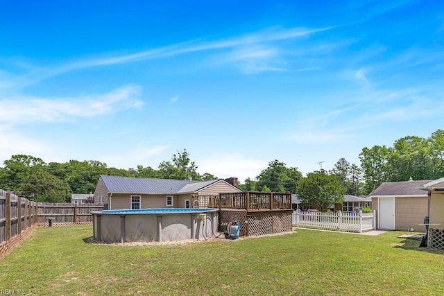 view of yard featuring a wooden deck