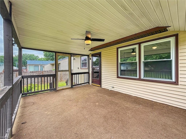 7103 Orcutt Ave, Newport News, VA 23605 - unfurnished sunroom featuring a ceiling fan and plenty of natural light