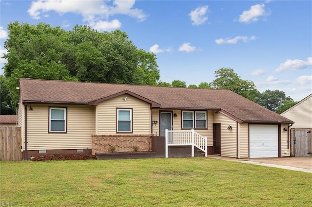 7103 Orcutt Ave, Newport News, VA 23605 - ranch-style house featuring concrete driveway, a garage, and crawl space