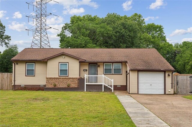7103 Orcutt Ave, Newport News, VA 23605 - single story home with crawl space, driveway, a garage, and roof with shingles
