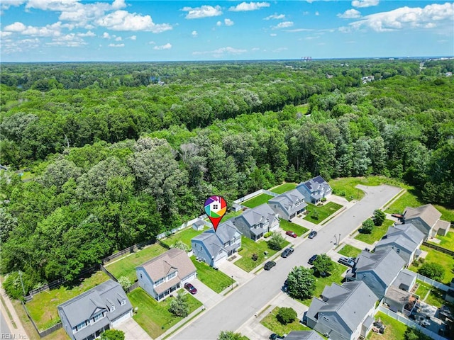 105 Christophers Ln, Hampton, VA 23666 - aerial perspective of suburban area with a heavily wooded area