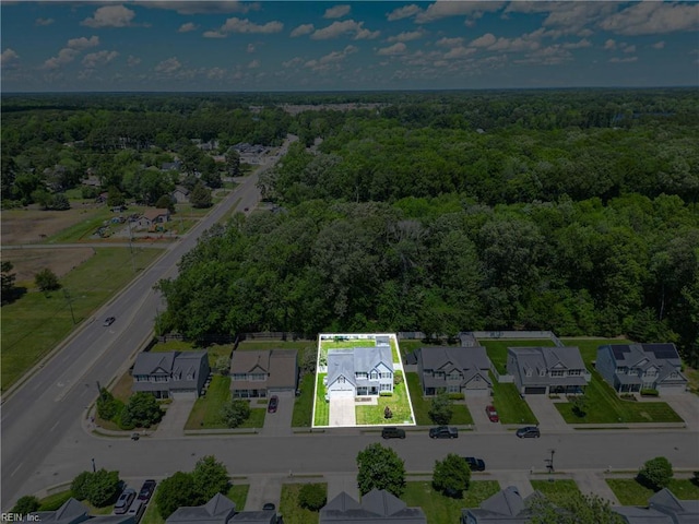 105 Christophers Ln, Hampton, VA 23666 - aerial view of residential area featuring a forest and property parcel outlined