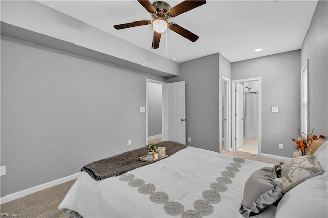 1233 25th St, Newport News, VA 23607 - bedroom with carpet floors, ceiling fan, baseboards, a walk in closet, and recessed lighting