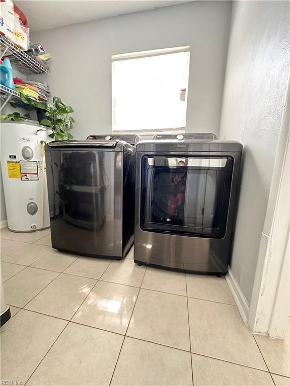 1248 Gladiola Cres, Virginia Beach, VA 23453 - washroom with independent washer and dryer, light tile patterned floors, and baseboards