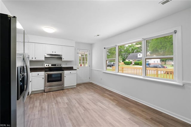669 Kenneth Rd, Virginia Beach, VA 23462 - kitchen featuring stainless steel appliances, under cabinet range hood, baseboards, and light wood-type flooring