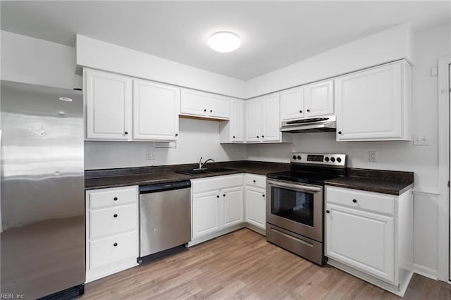 669 Kenneth Rd, Virginia Beach, VA 23462 - kitchen featuring appliances with stainless steel finishes, under cabinet range hood, a sink, and white cabinets