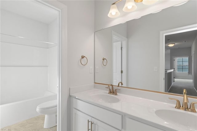 2237 Sanibel Ln, Chesapeake, VA 23321 - bathroom with toilet, double vanity, and tub / shower combination