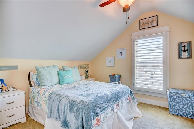 9527 24th Bay St, Norfolk, VA 23518 - bedroom featuring light carpet, vaulted ceiling, baseboards, and a ceiling fan