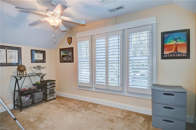 9527 24th Bay St, Norfolk, VA 23518 - misc room featuring lofted ceiling, ceiling fan, plenty of natural light, carpet flooring, and baseboards