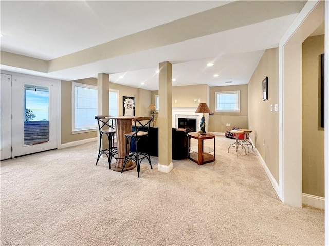 564 Riverside Dr, Lancaster, VA 22503 - interior space with carpet floors, baseboards, and a premium fireplace