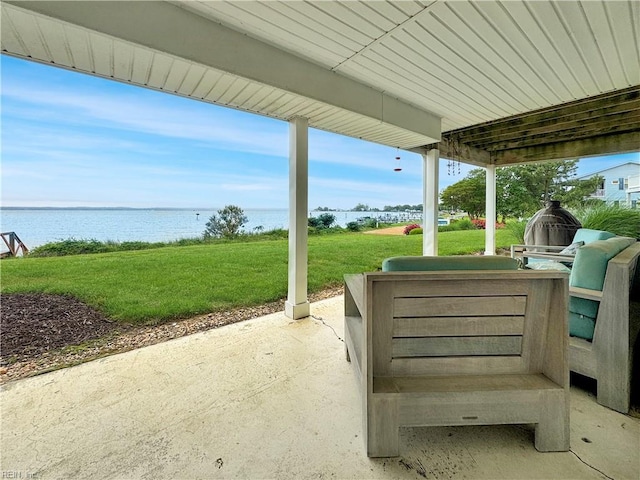 564 Riverside Dr, Lancaster, VA 22503 - view of patio / terrace with a water view