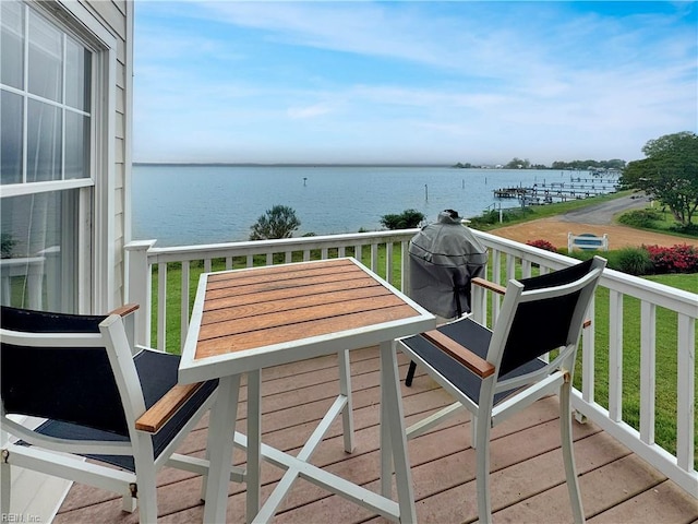 564 Riverside Dr, Lancaster, VA 22503 - balcony with a water view and outdoor dining area
