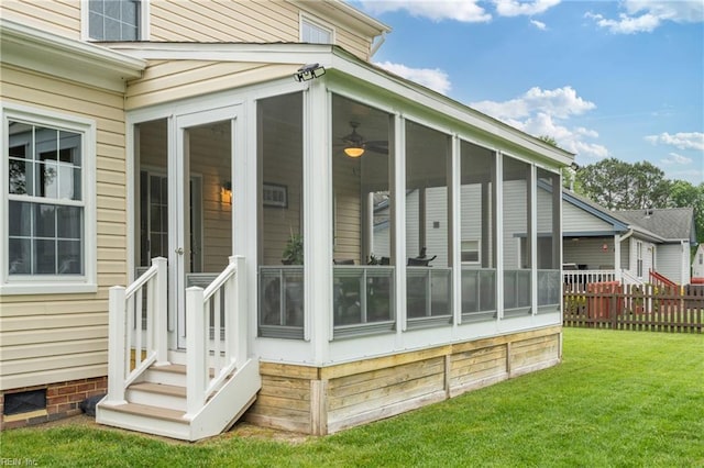 deck featuring a sunroom