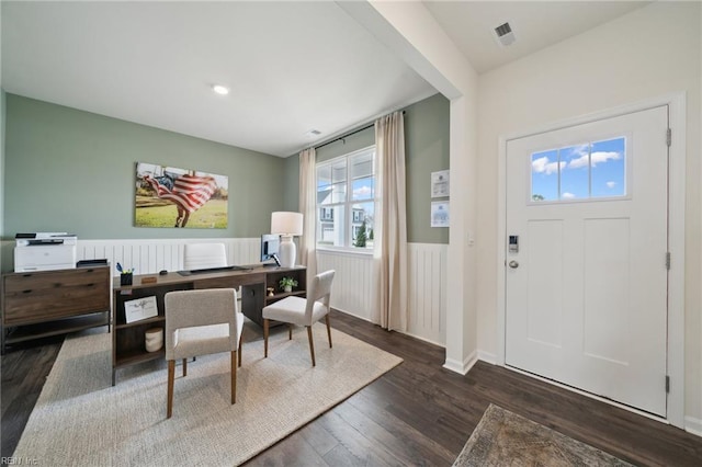 303 Mizzen Way, Elizabeth City, NC 27909 - office area with dark wood finished floors and wainscoting