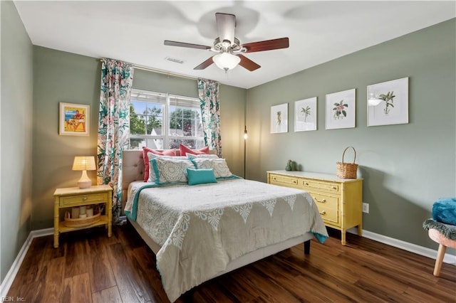 825 Wyemouth Dr, Newport News, VA 23602 - bedroom featuring baseboards, dark wood-style floors, and ceiling fan