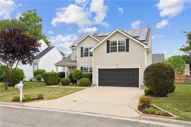 825 Wyemouth Dr, Newport News, VA 23602 - traditional-style home with driveway, solar panels, and an attached garage