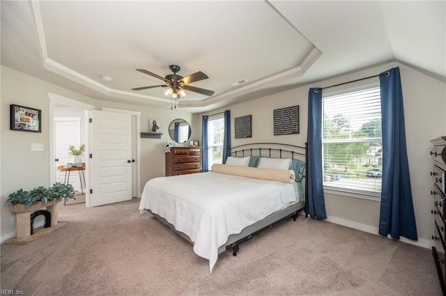 1951 Flintshire Dr, Chesapeake, VA 23323 - bedroom with a tray ceiling, light carpet, ceiling fan, and baseboards