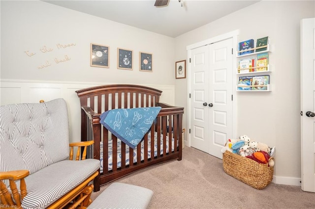 1951 Flintshire Dr, Chesapeake, VA 23323 - carpeted bedroom with a closet and a wainscoted wall