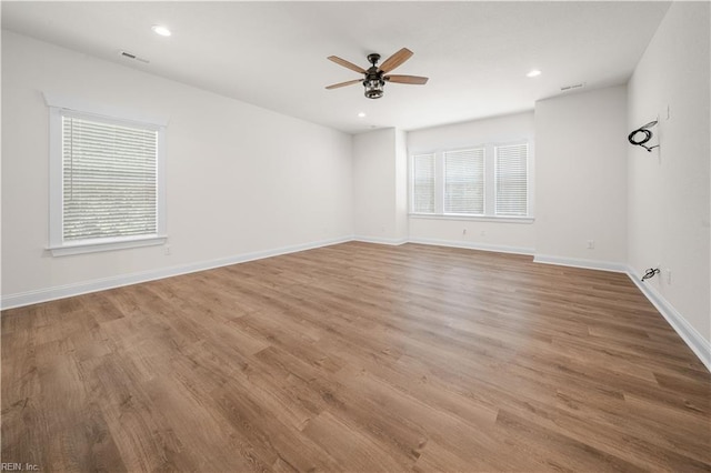 5376 Kenmere Ln, Smithfield, VA 23430 - empty room featuring ceiling fan, wood finished floors, baseboards, and recessed lighting
