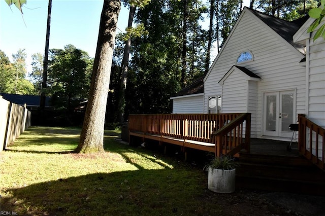 535 Piney Point Rd, Yorktown, VA 23692 - view of green lawn with a deck and french doors