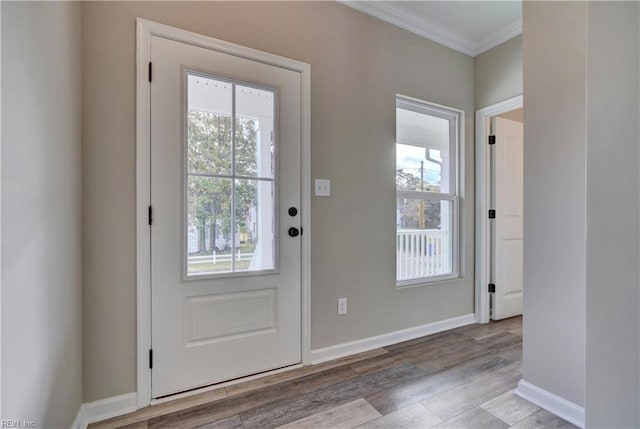 9601 9th Bay St, Norfolk, VA 23518 - entryway featuring crown molding, wood finished floors, and baseboards