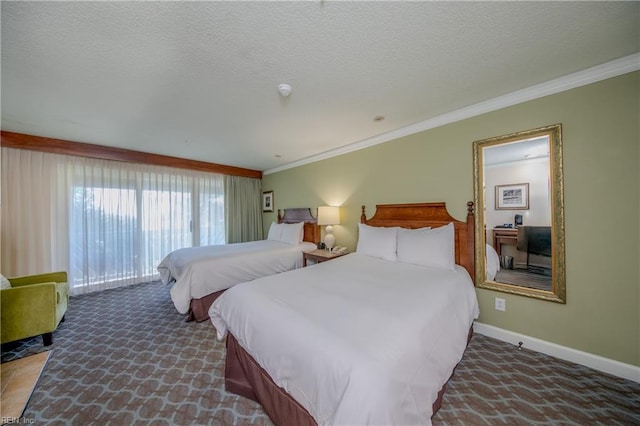 709 Graves Ordinary, Williamsburg, VA 23185 - bedroom featuring carpet floors, ornamental molding, baseboards, and a textured ceiling