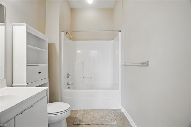388 Boush St Unit 122, Norfolk, VA 23510 - bathroom featuring vanity, tile patterned floors, toilet, tub / shower combination, and baseboards